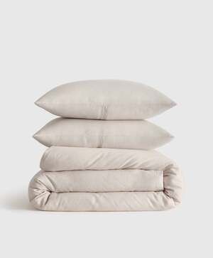 Quince European Linen King Duvet Cover Set in Sand 3 pc. Cal king new in package